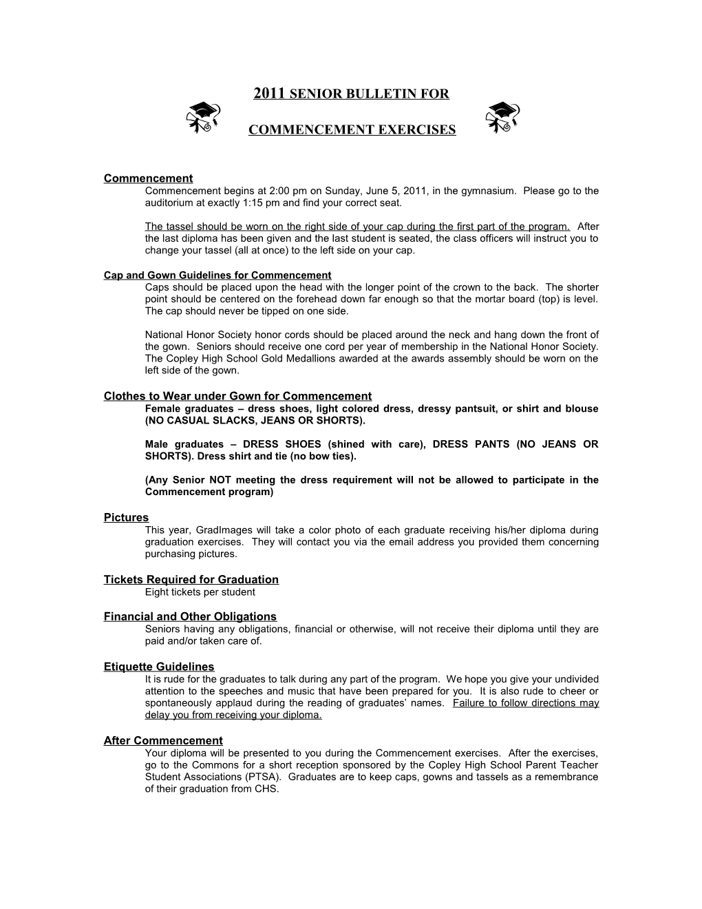 2008 Senior Bulletin for Commencement Exercises