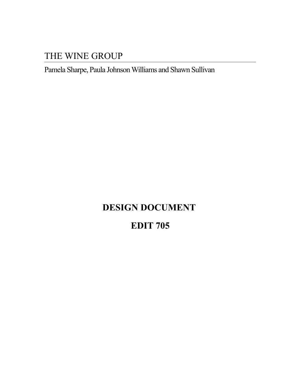 Design Document: the Wine Group