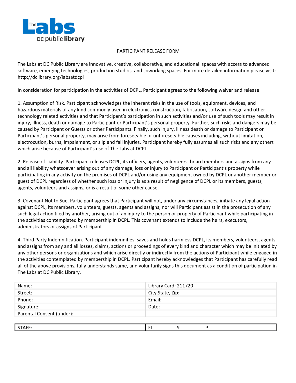 Participant Release Form