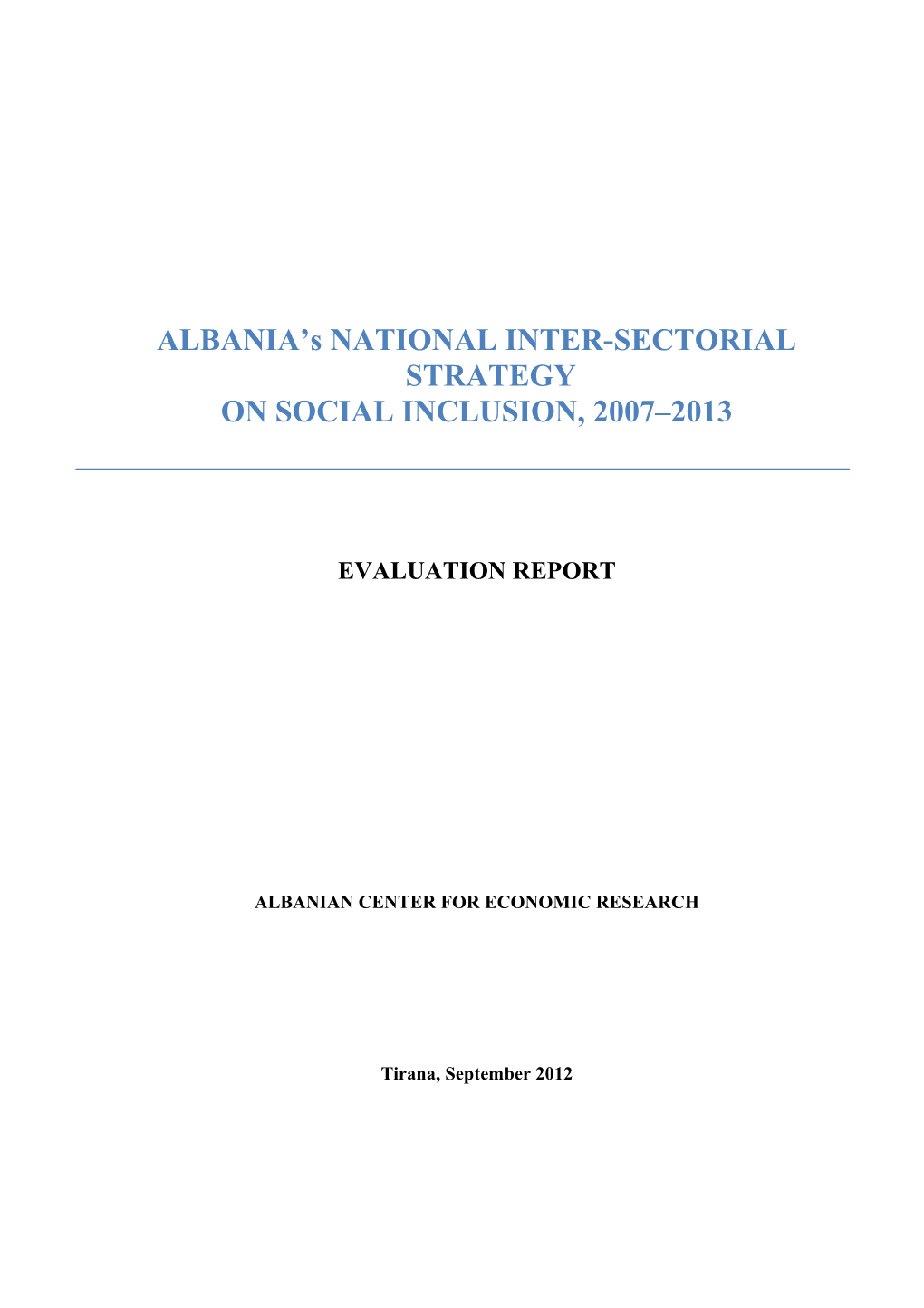 Strategjia Ndersektoriale E Perfshirjes Sociale 2007 2013