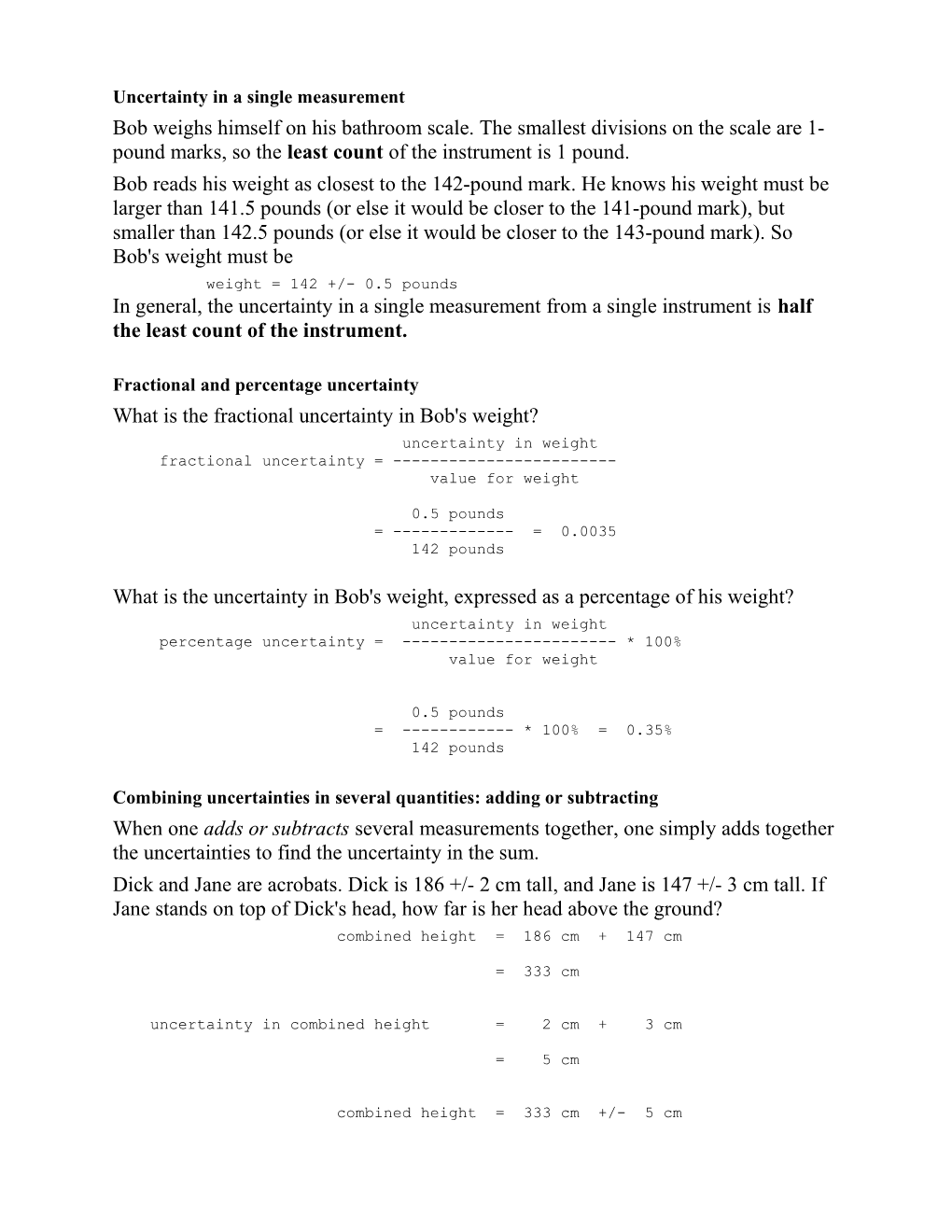 Uncertainty in a Single Measurement