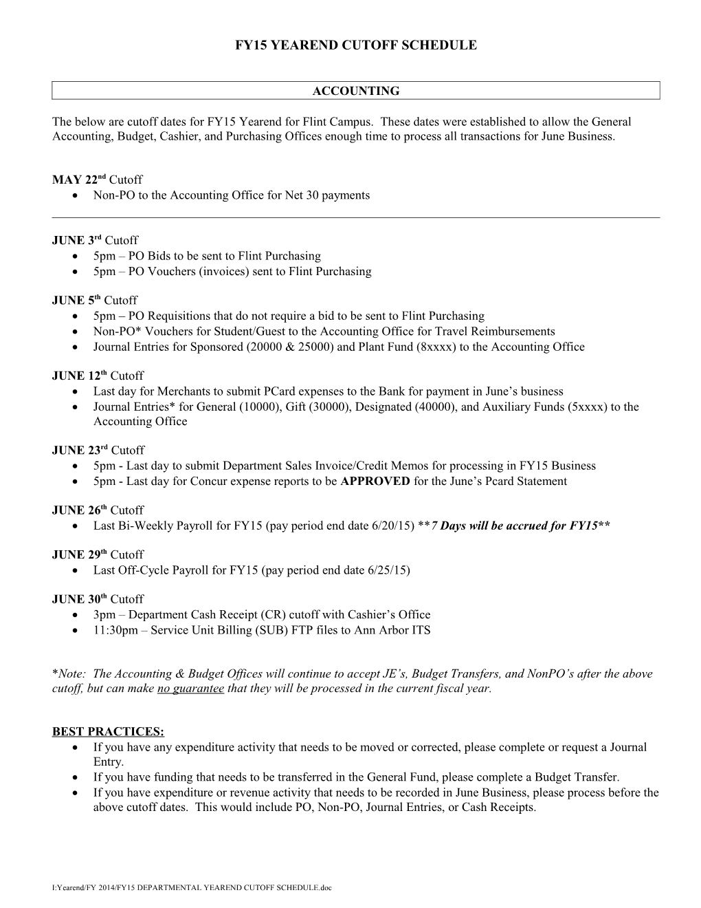 Fy04 Yearend Cutoff Schedule