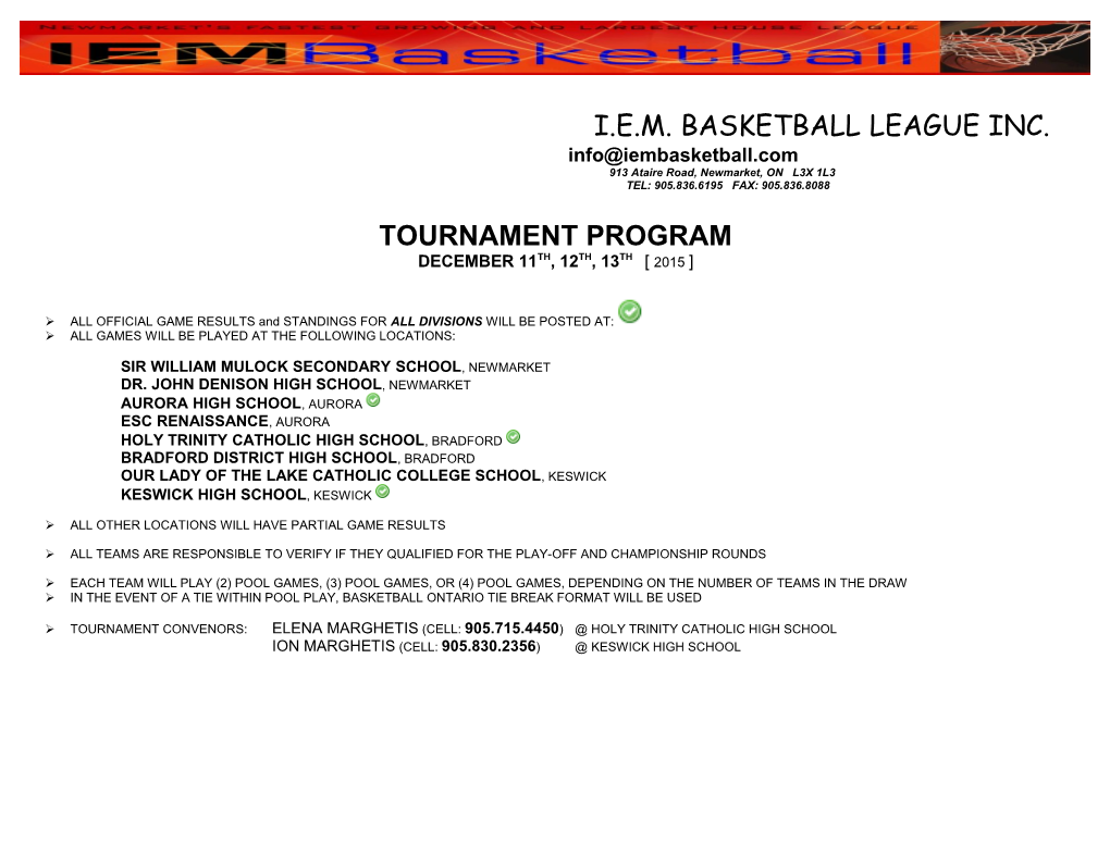 I.E.M. Basketball League Inc s1