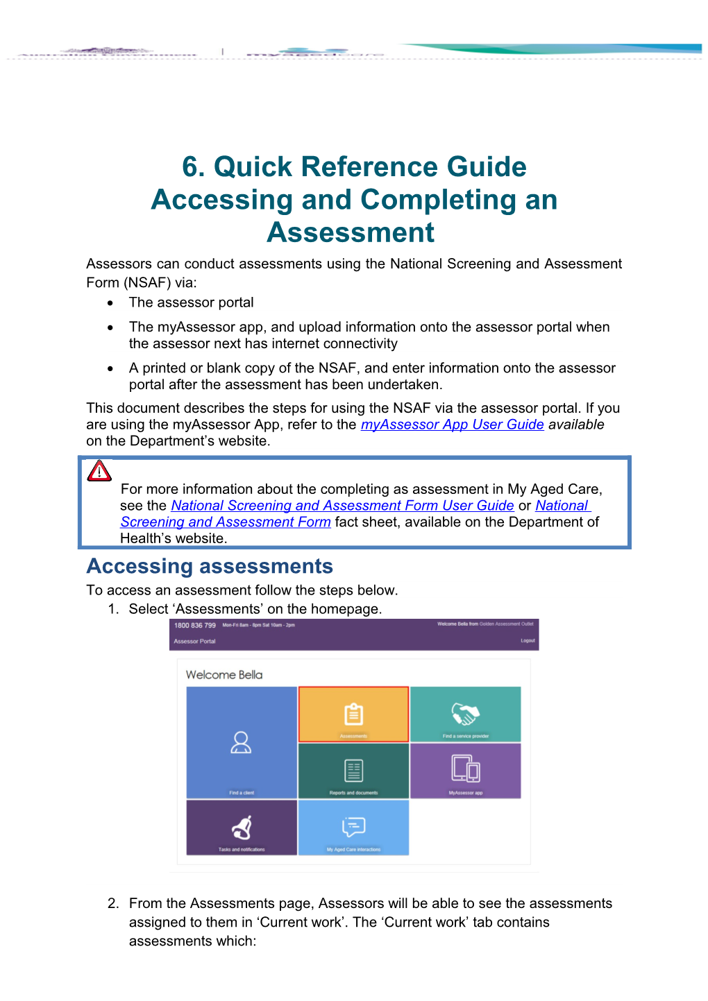 6. Quick Reference Guide - Accessing and Completing an Assessment