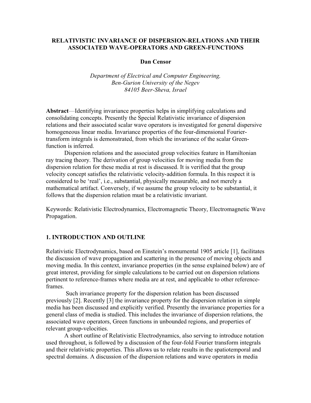 Relativistic Invariance of Wave-Operators and Their Associated Dispersion-Relations And