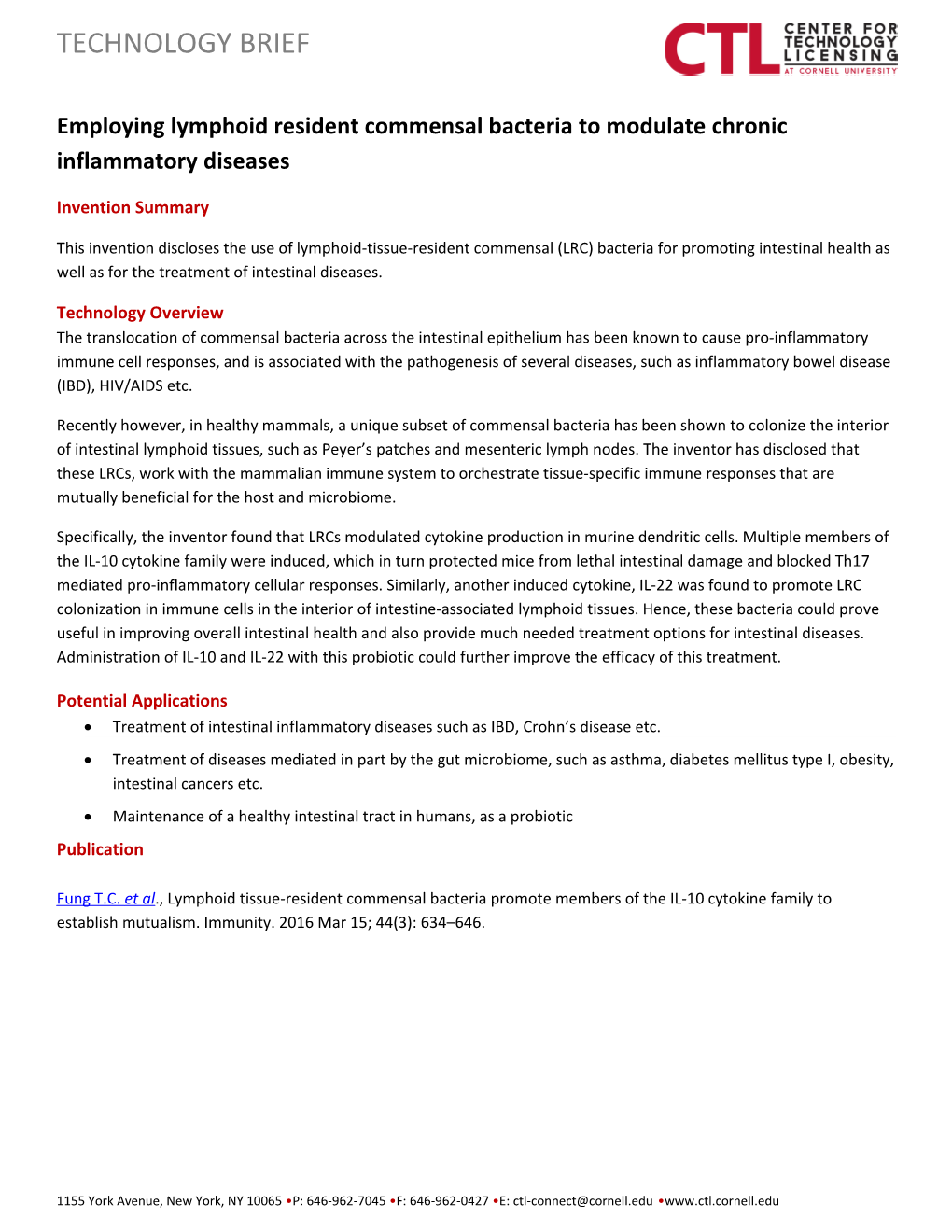 Employing Lymphoid Resident Commensal Bacteria to Modulate Chronic Inflammatory Diseases