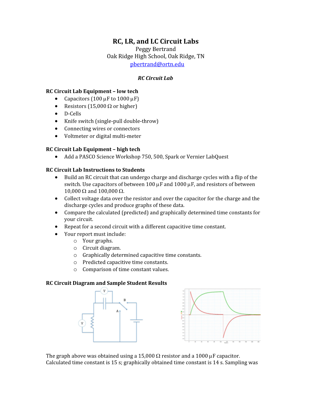 RC, LR, and LC Circuit Labs