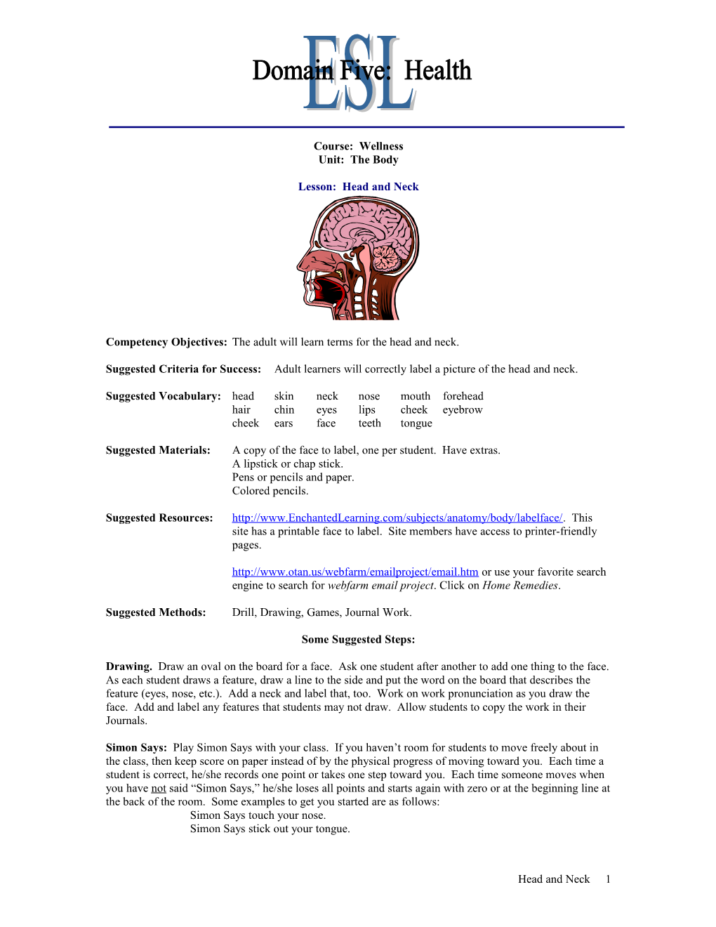 Lesson: Head and Neck