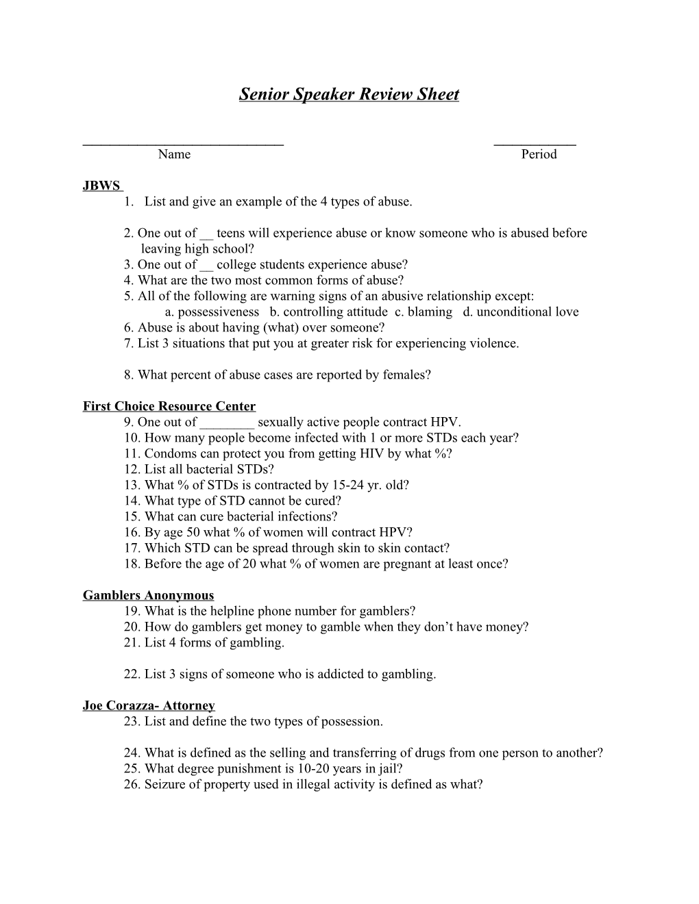 Senior Speaker Review Sheet s1