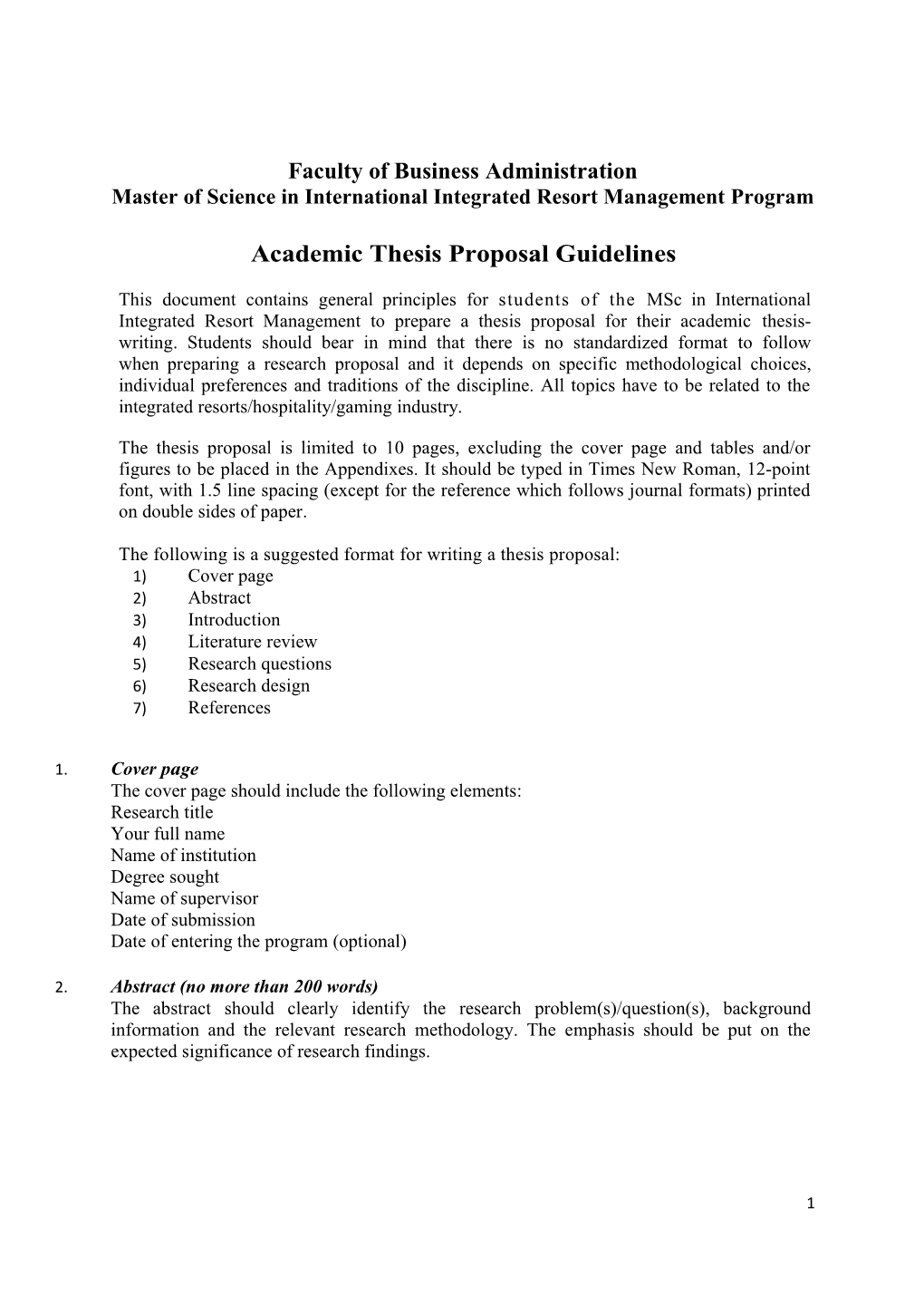 Thesis Proposal Guideline - Revised MBB Program