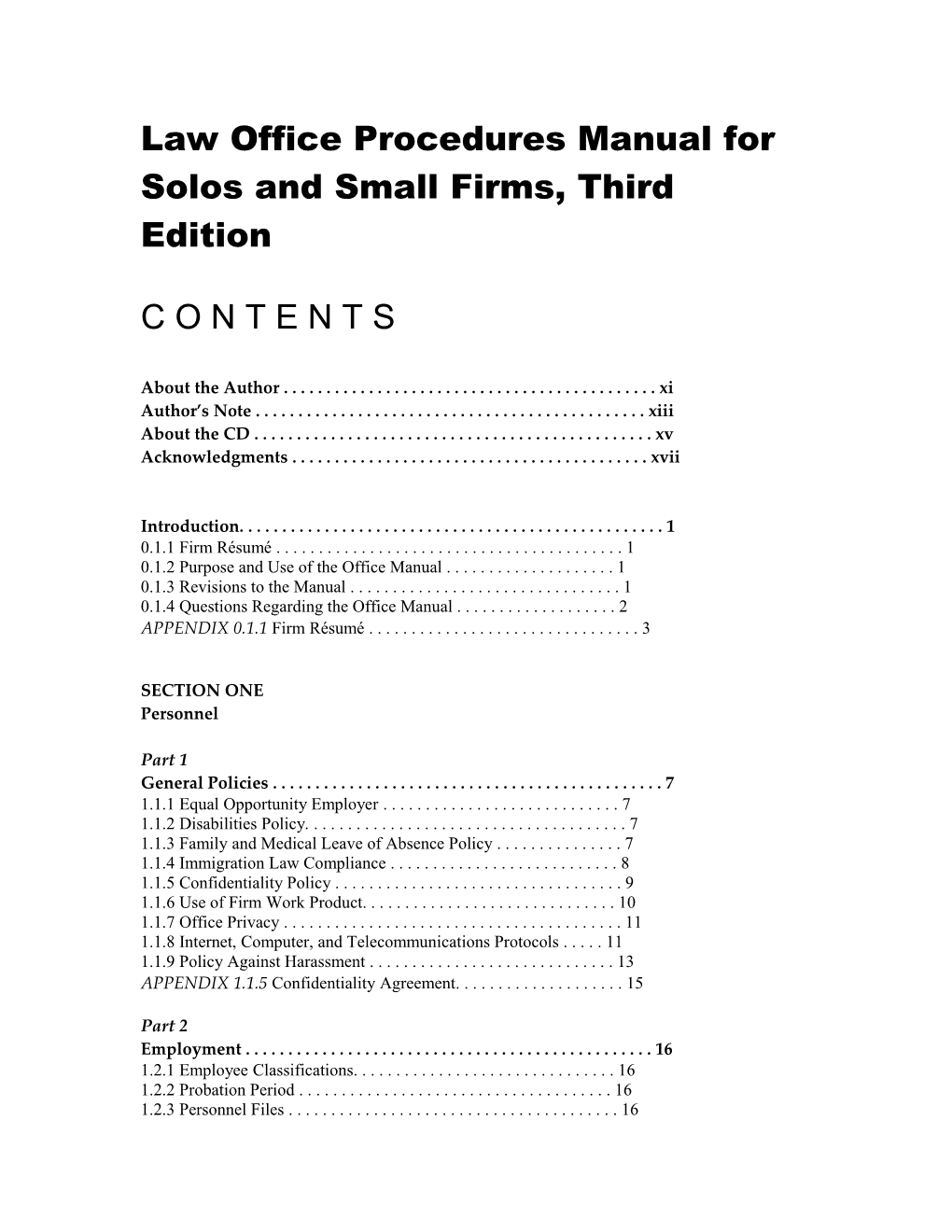 Law Office Procedures Manual for Solos and Small Firms, Third Edition