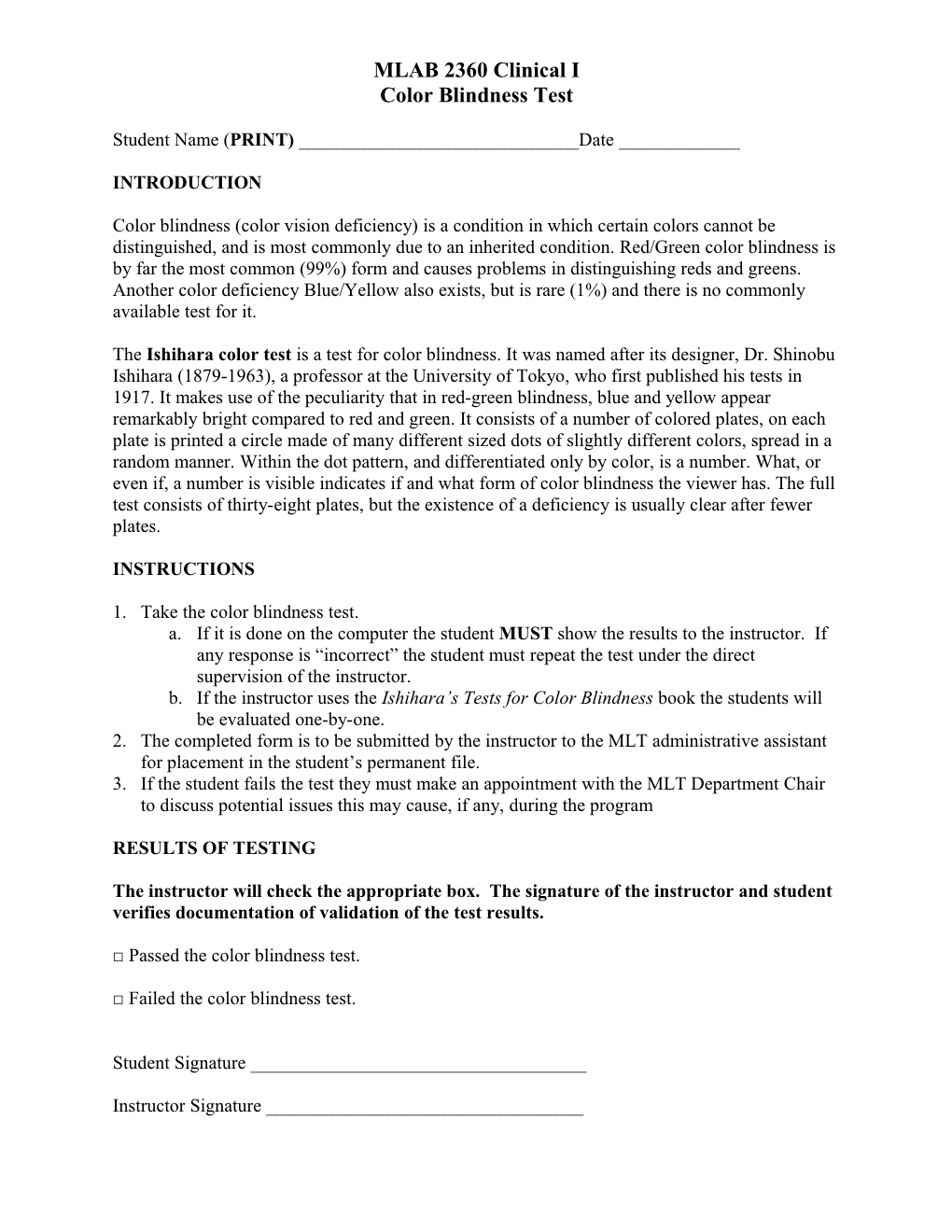 MLAB 2360 Clinical I