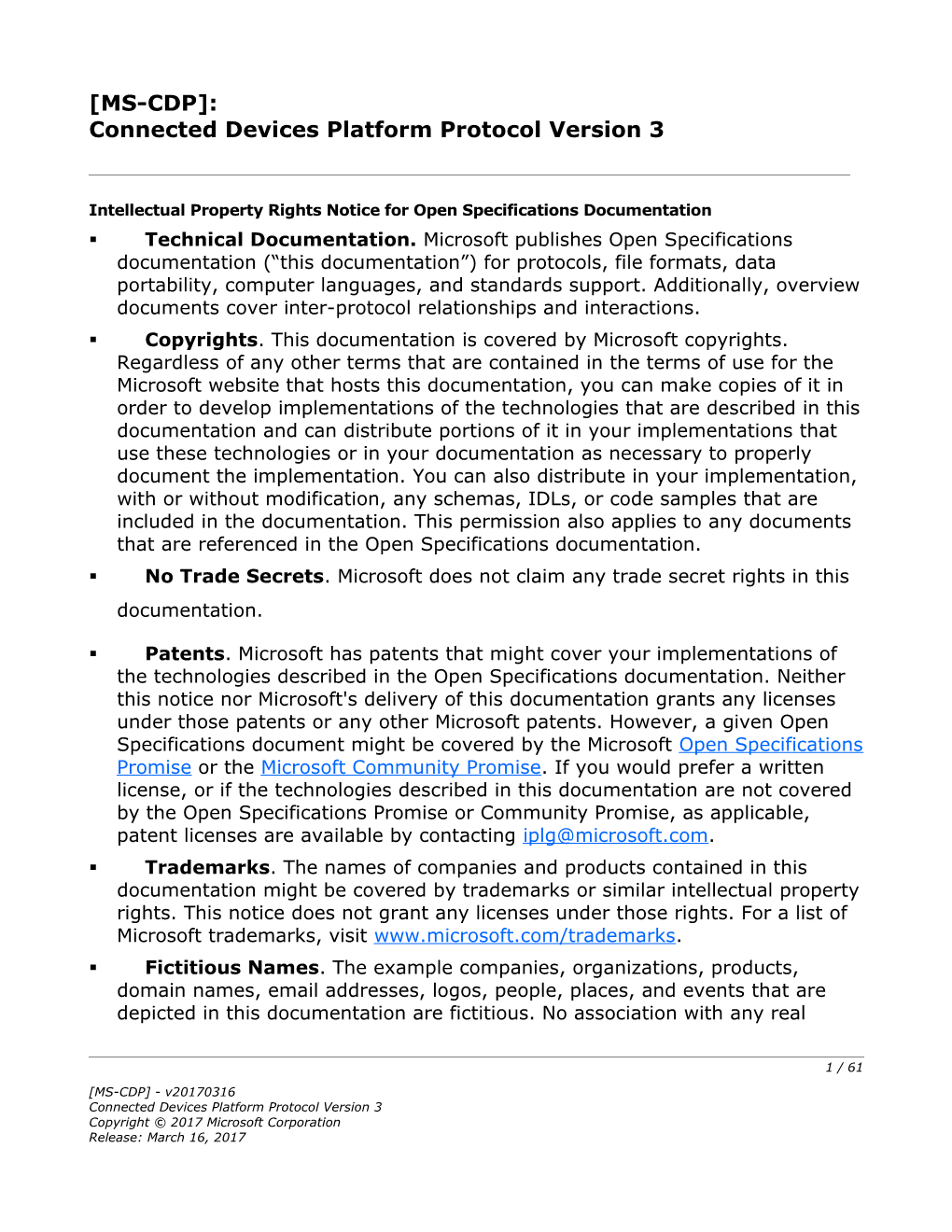 Connected Devices Platform Protocol Version 3