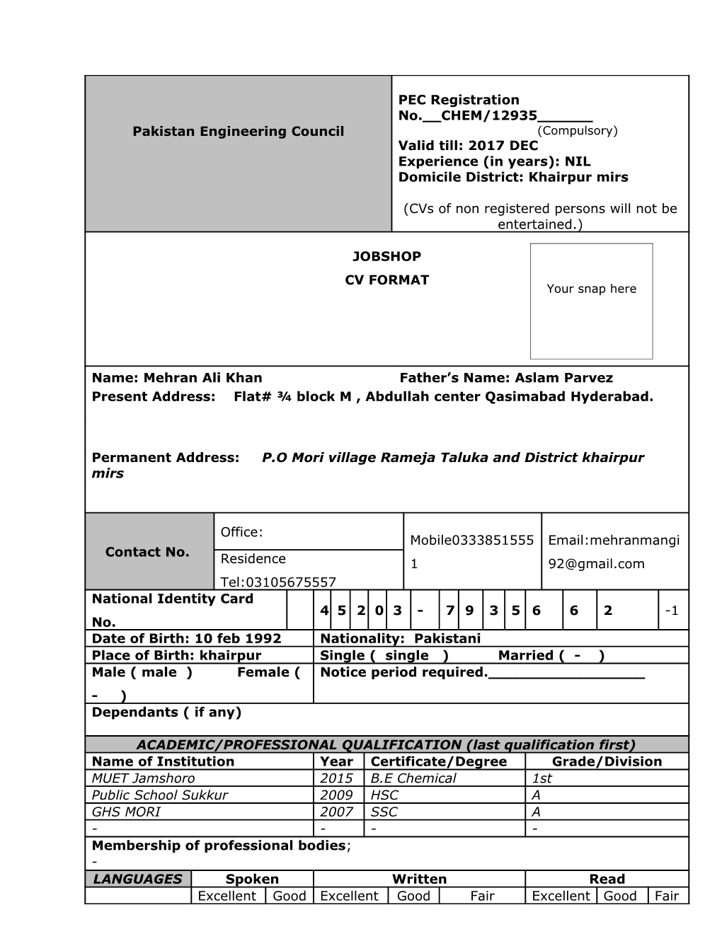 Present/Most Recent Employment s11