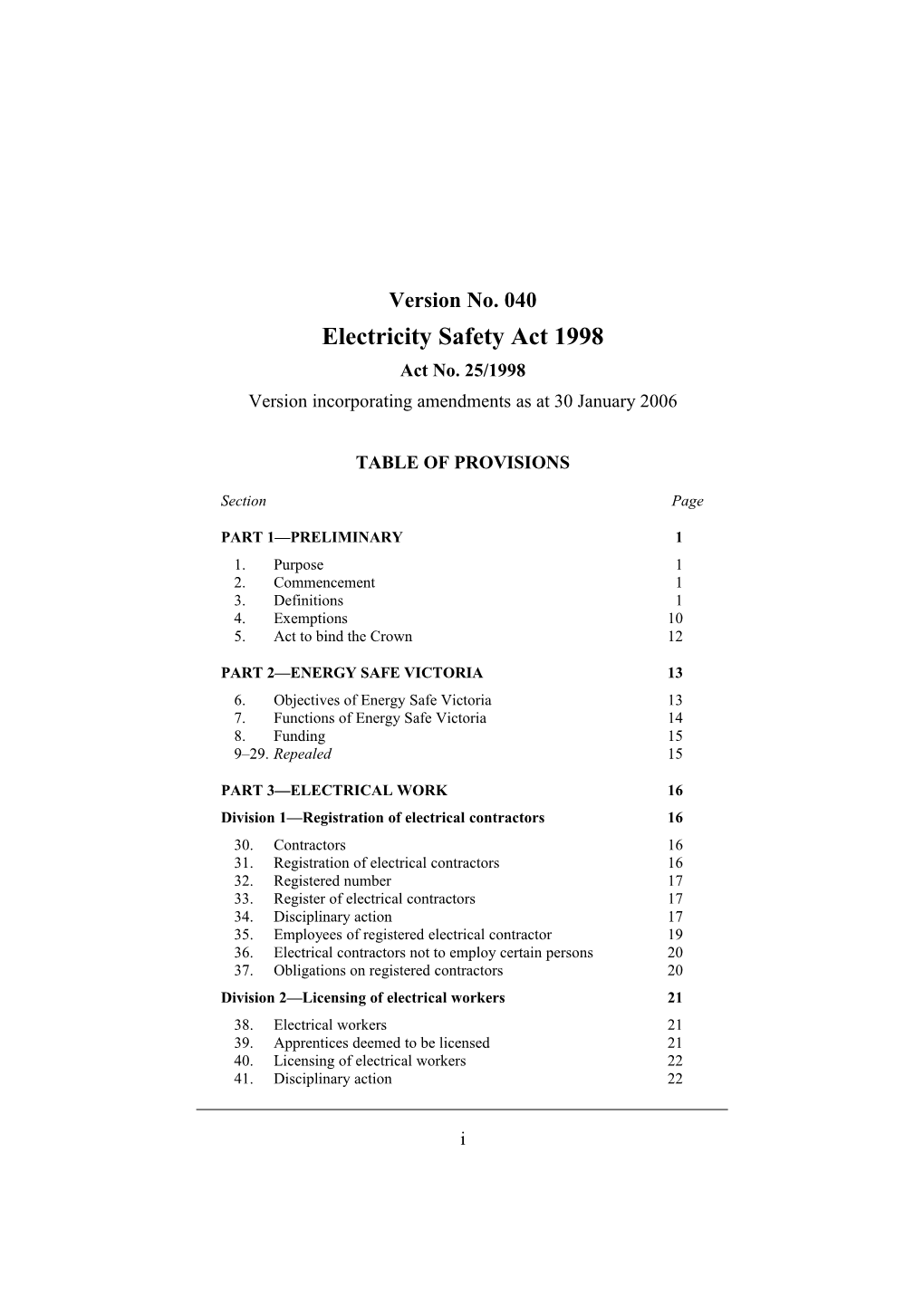 Electricity Safety Act 1998
