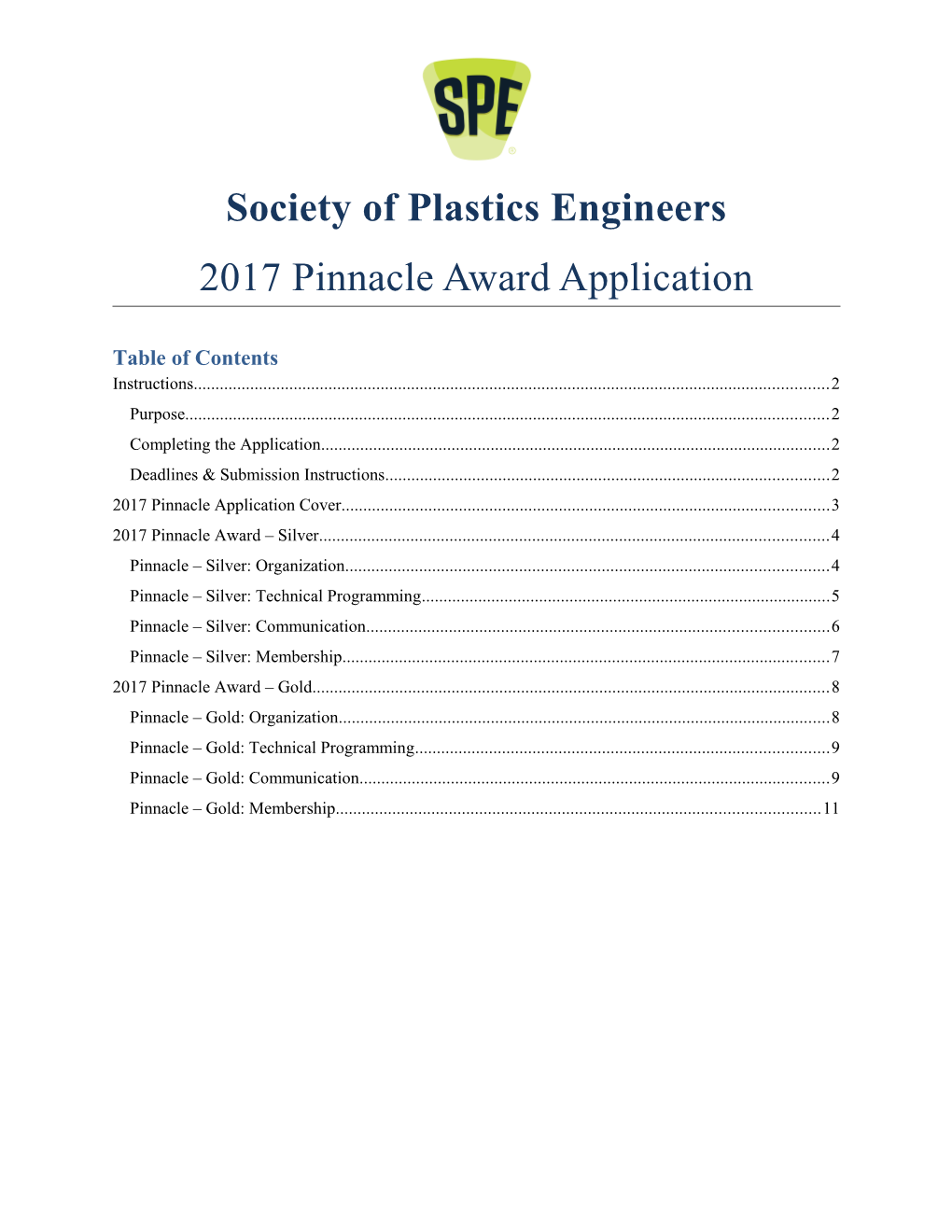 2012 Pinnacle Award Application