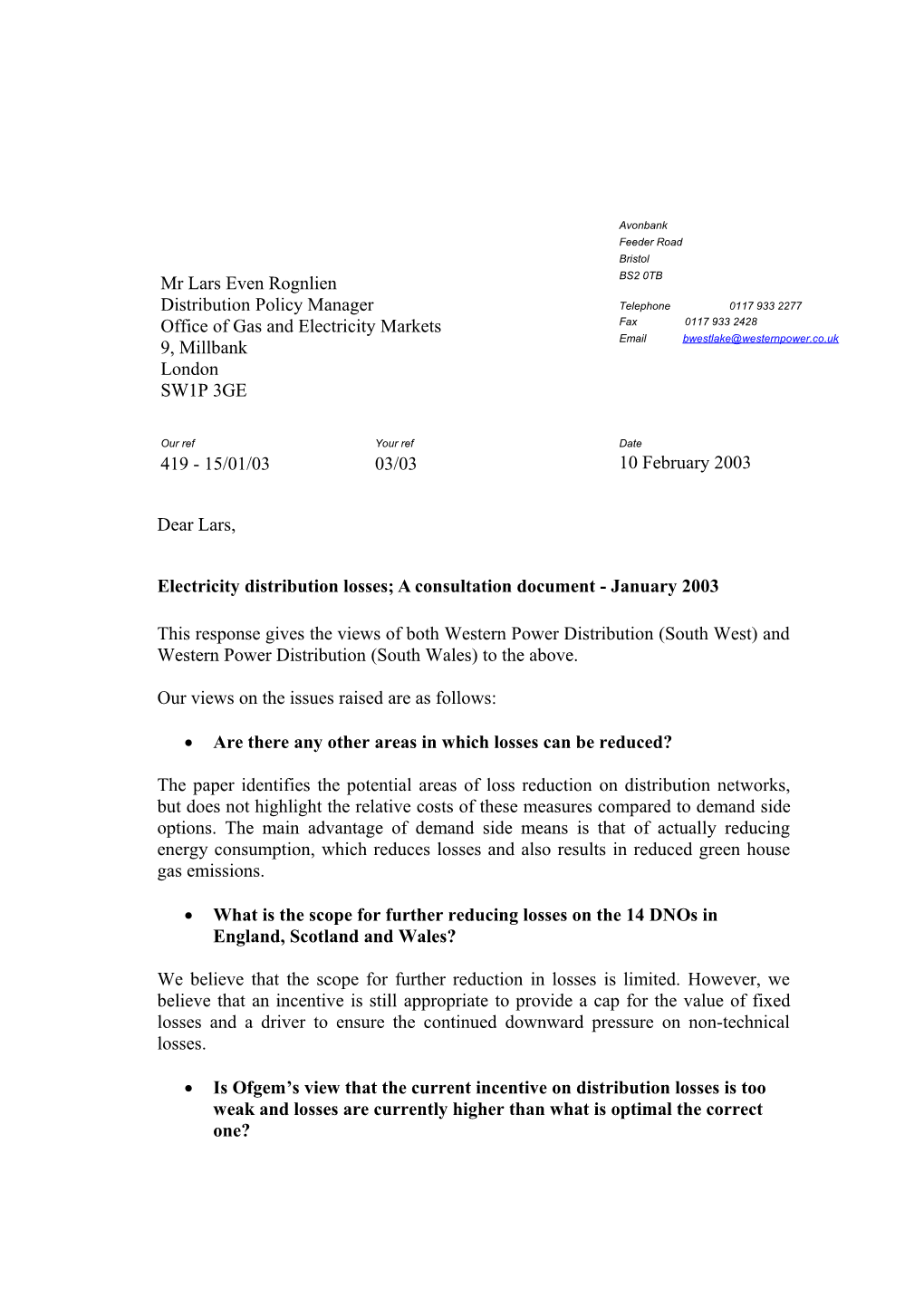 WPD - Electricity Distribution Losses