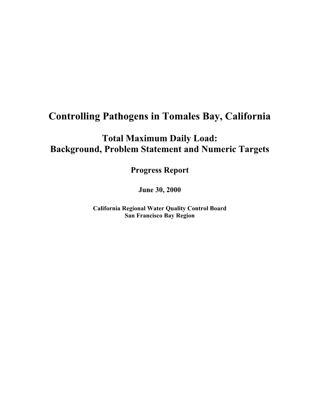Controlling Pathogens in Tomales Bay, California