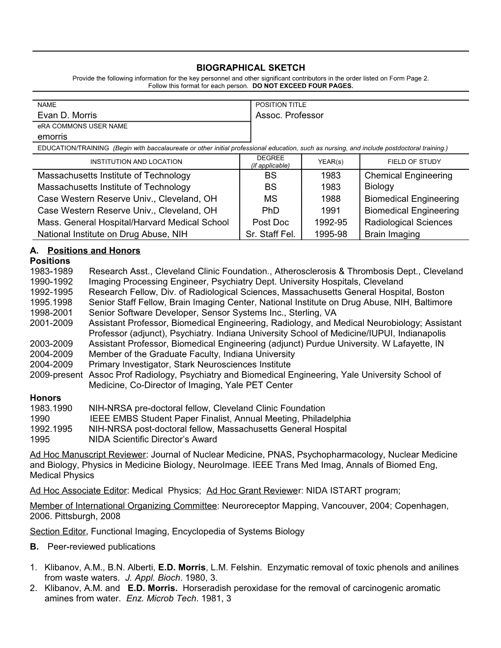 PHS 398 (Rev. 9/04), Biographical Sketch Format Page s4