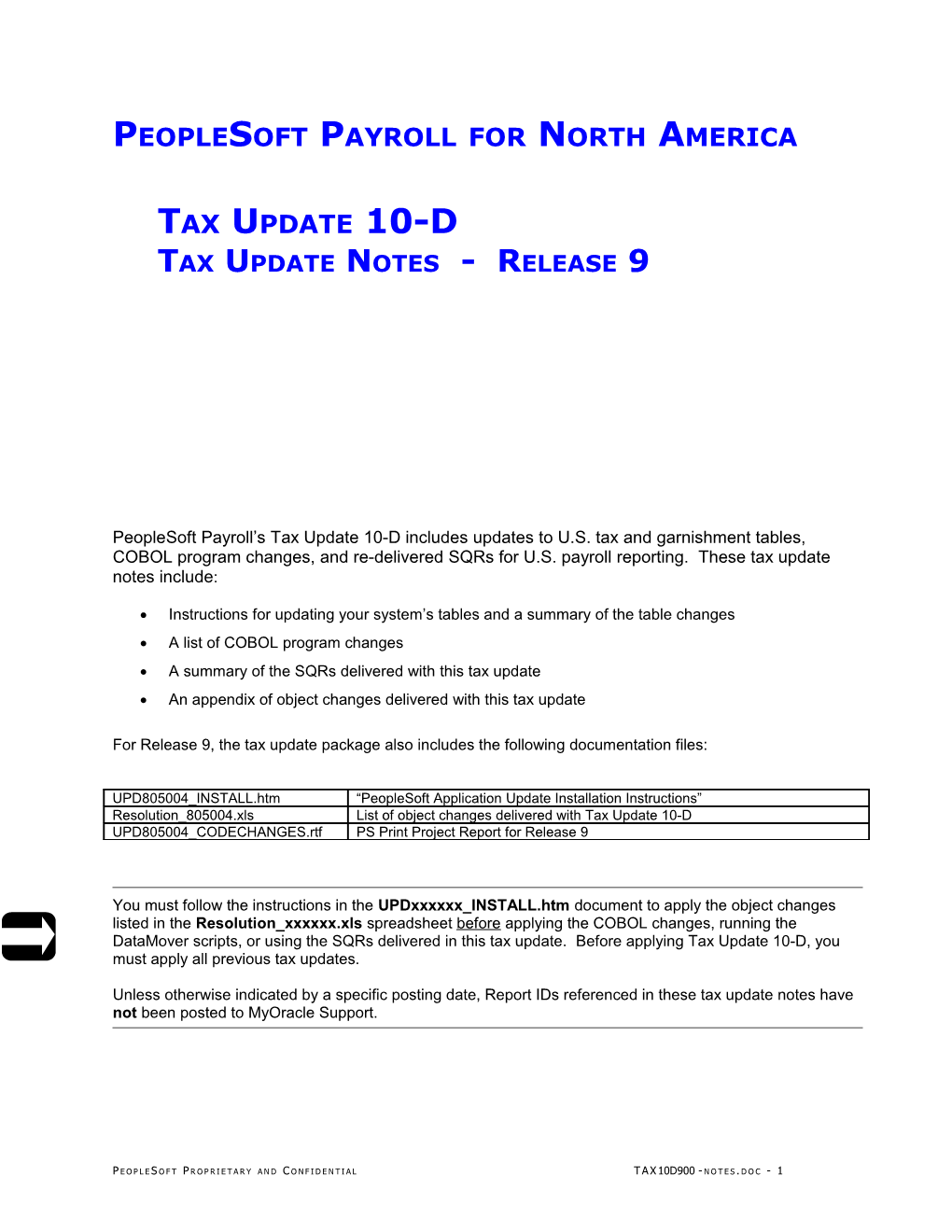 9.00 - Peoplesoft Payroll Tax Update 10-D