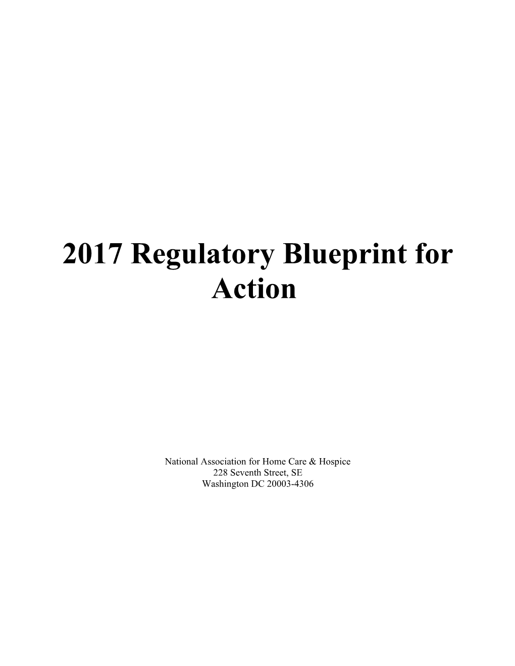2017 Regulatory Blueprint for Action