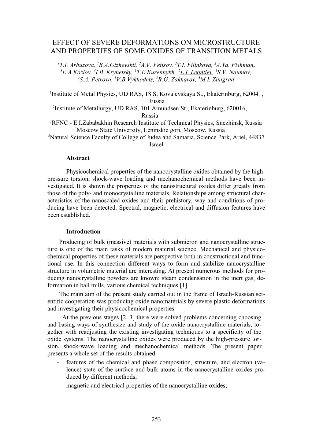 Effect of Severe Deformations on Microstructure and Properties of Some Oxides of Transition