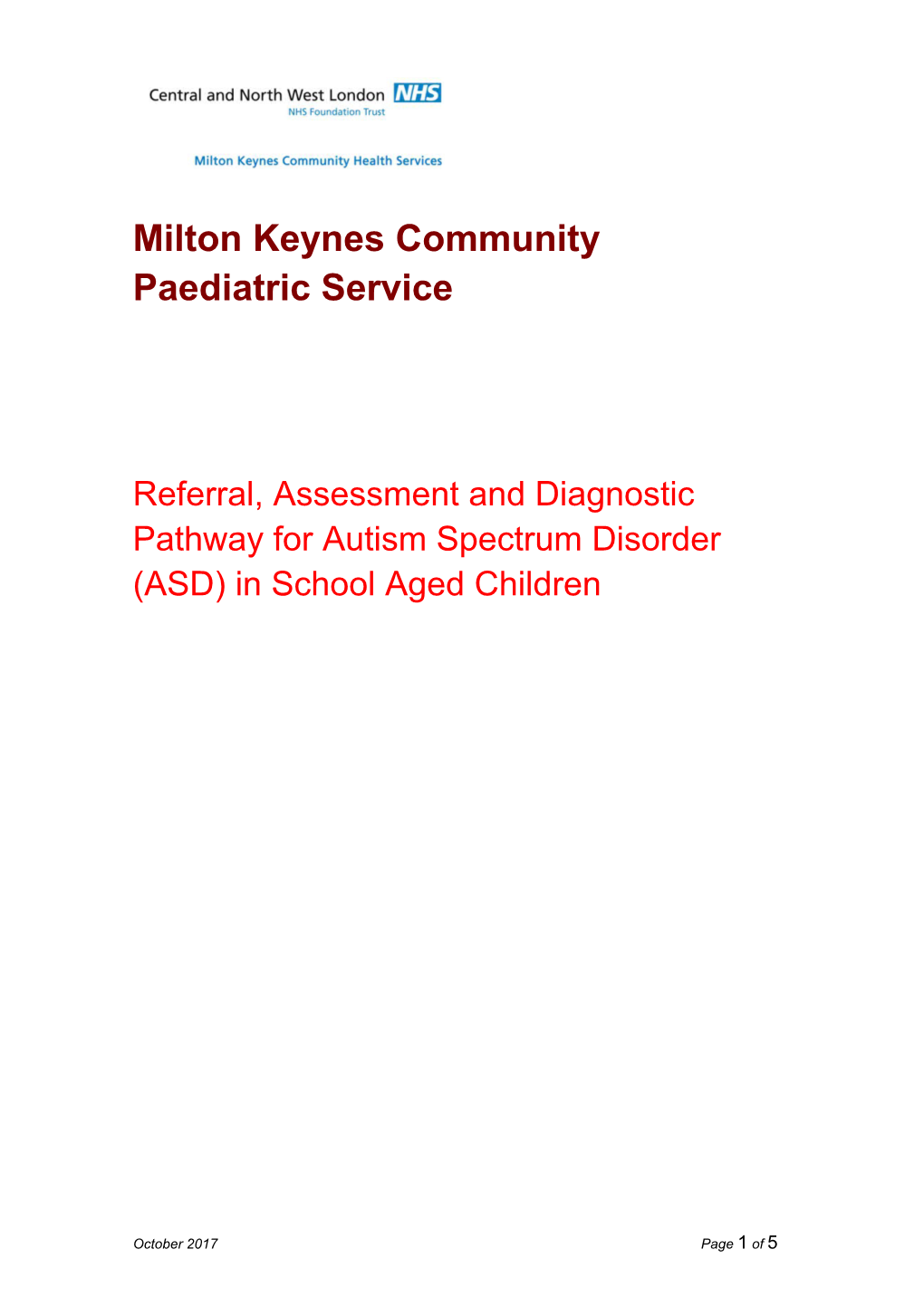 Milton Keynes Community Paediatric Service