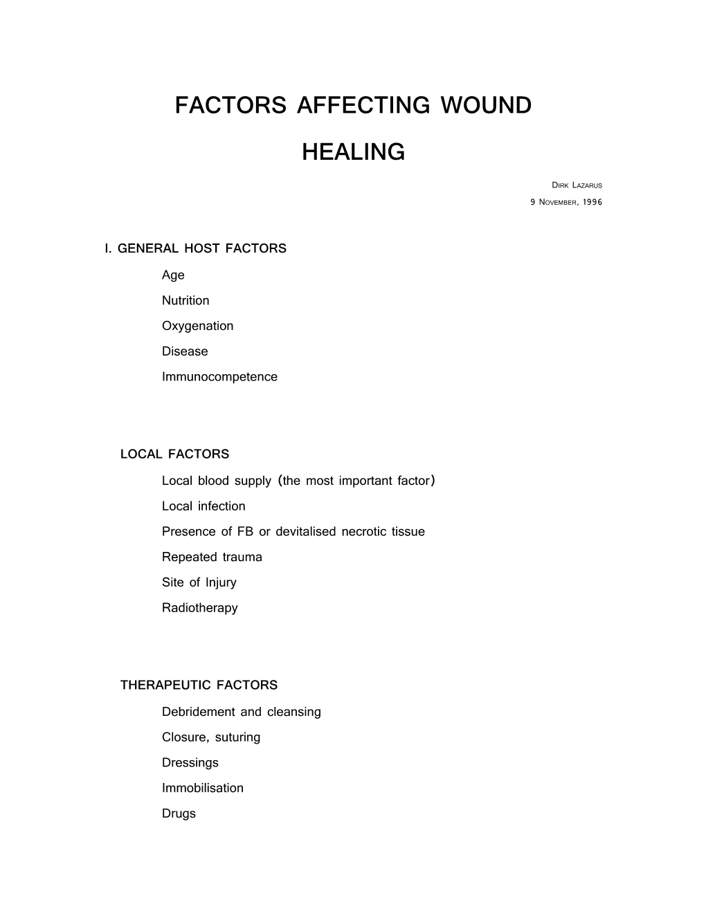 Factors Affecting Wound