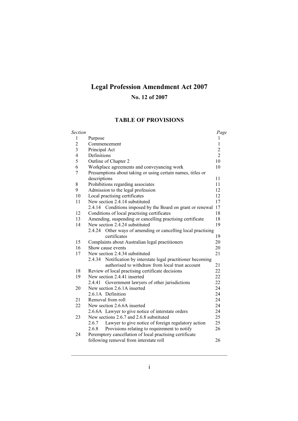 Legal Profession Amendment Act 2007
