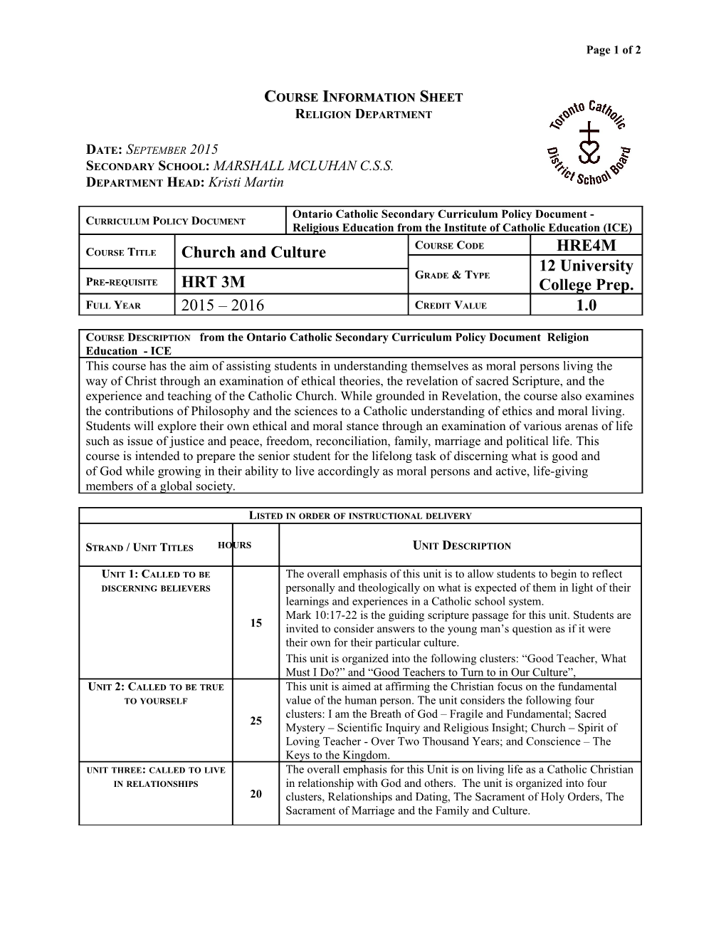 Course Information Sheet s1