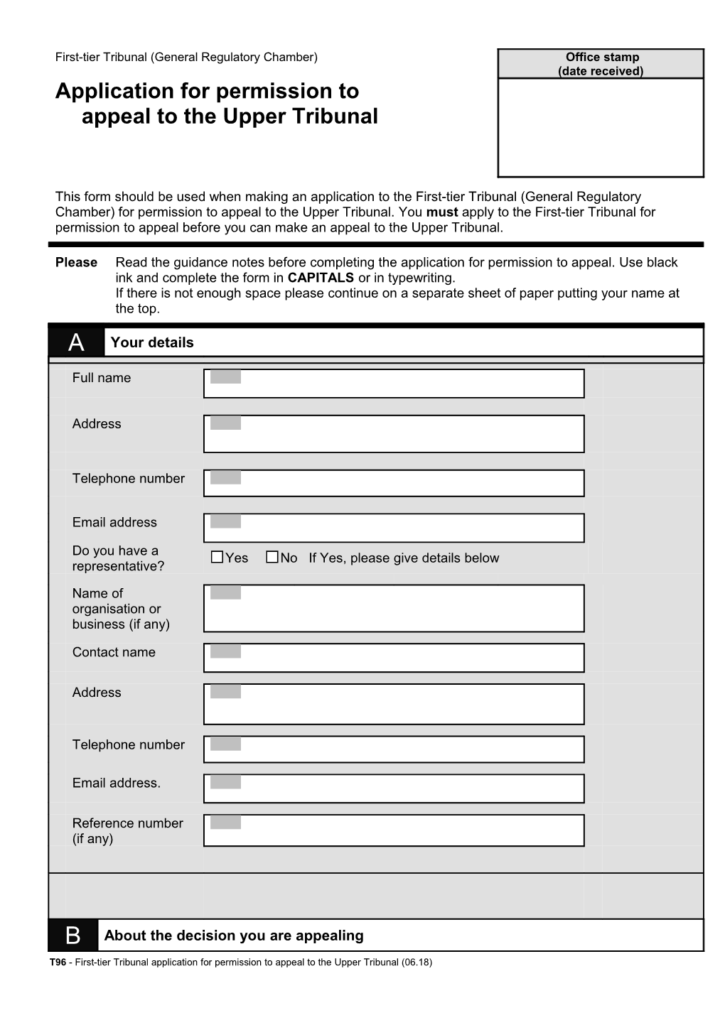 Application for Permission to Appeal to the Upper Tribunal