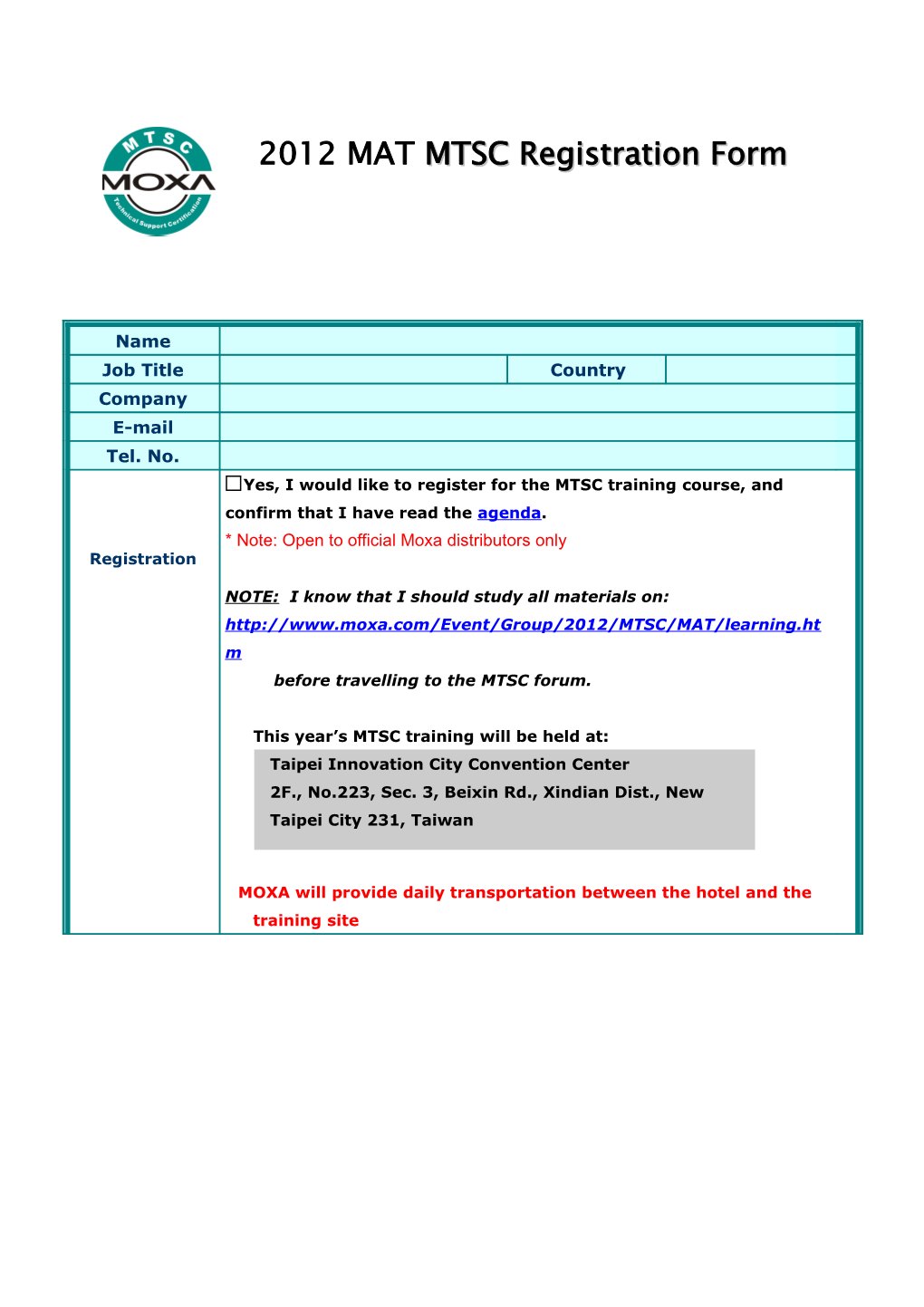 2004 MTSC Registration Form