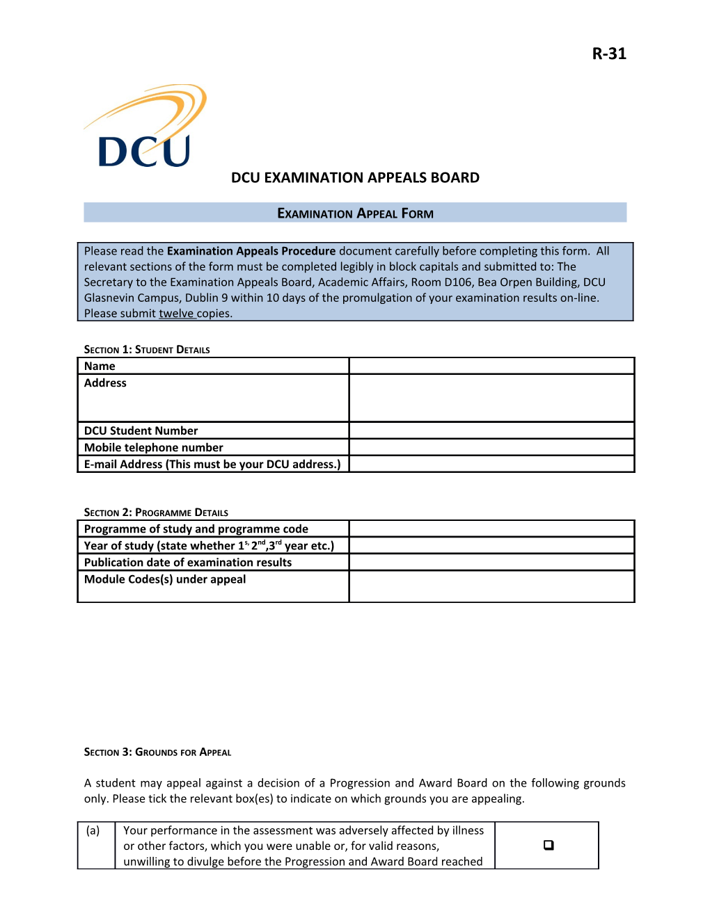 DCU Examination Appeals Board