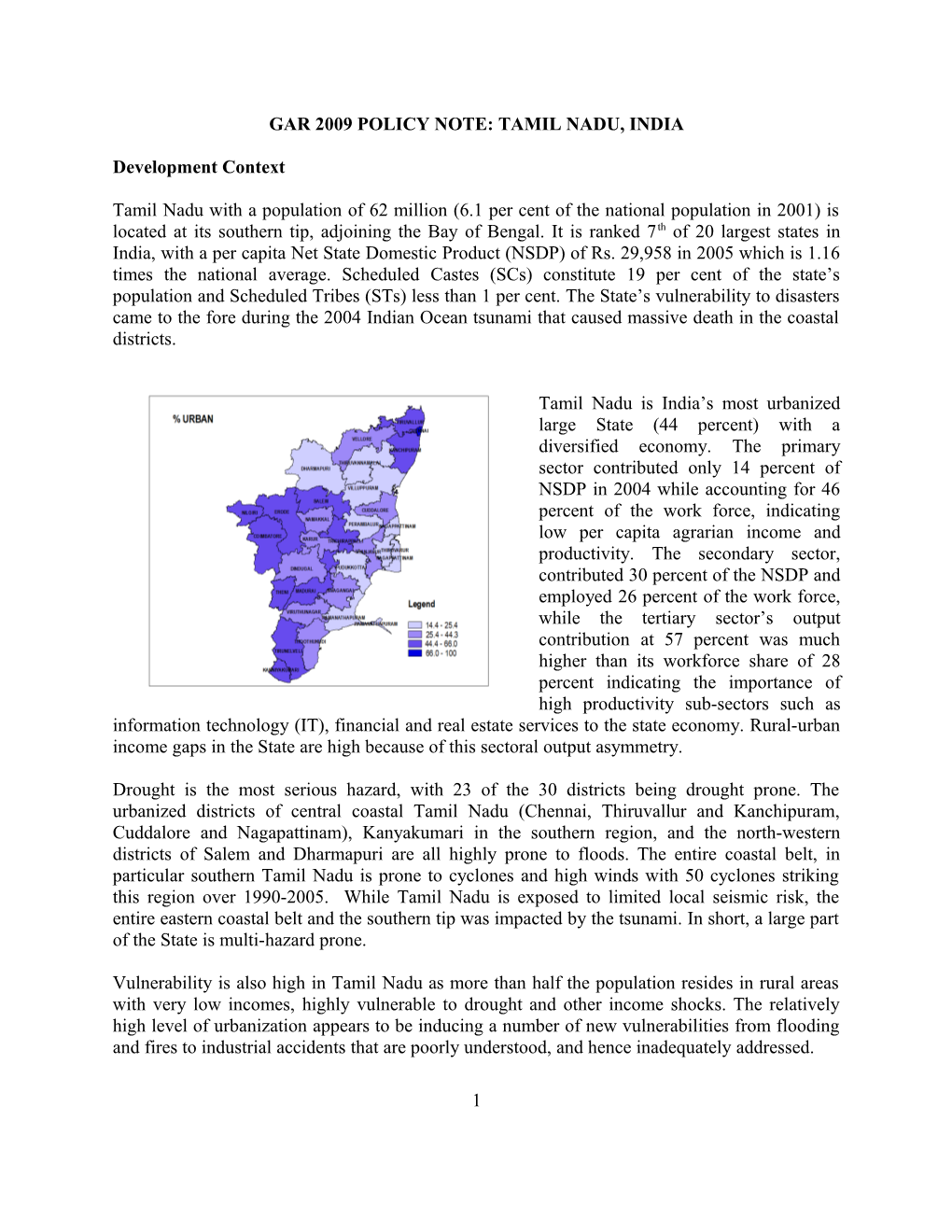 Disaster Risk and Poverty Tamil Nadu, India