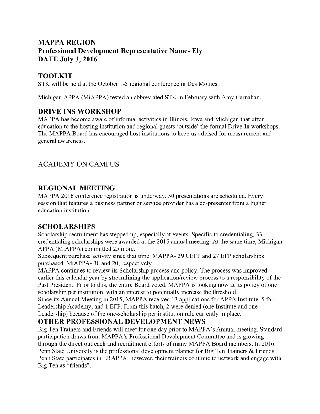 Michigan APPA (Miappa) Tested an Abbreviated STK in February with Amy Carnahan