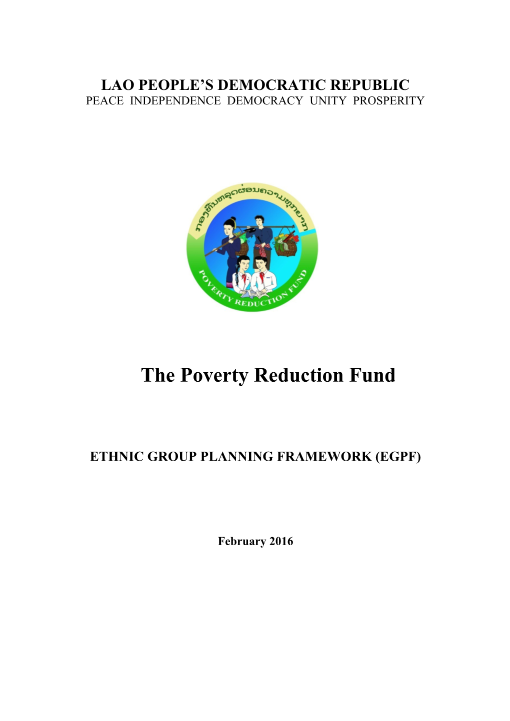 Lao PDR: Ethnic Group Planning Framework (EGPF)