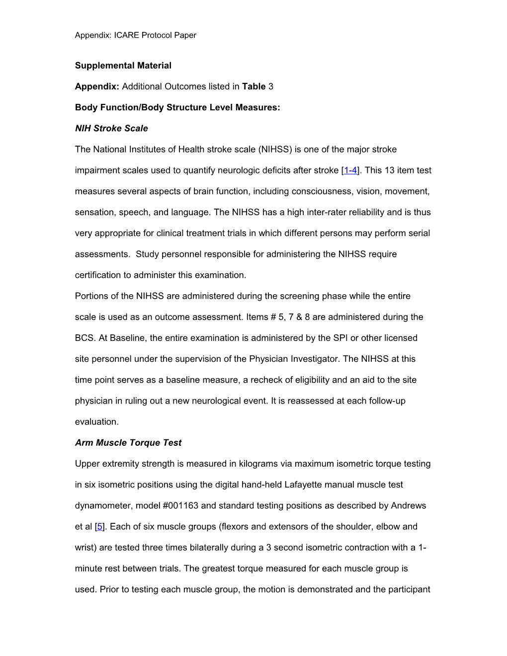 Appendix: ICARE Protocol Paper