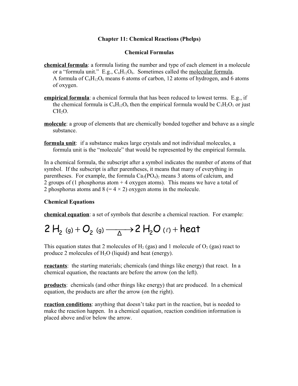 Chapter 11: Chemical Reactions (Phelps)