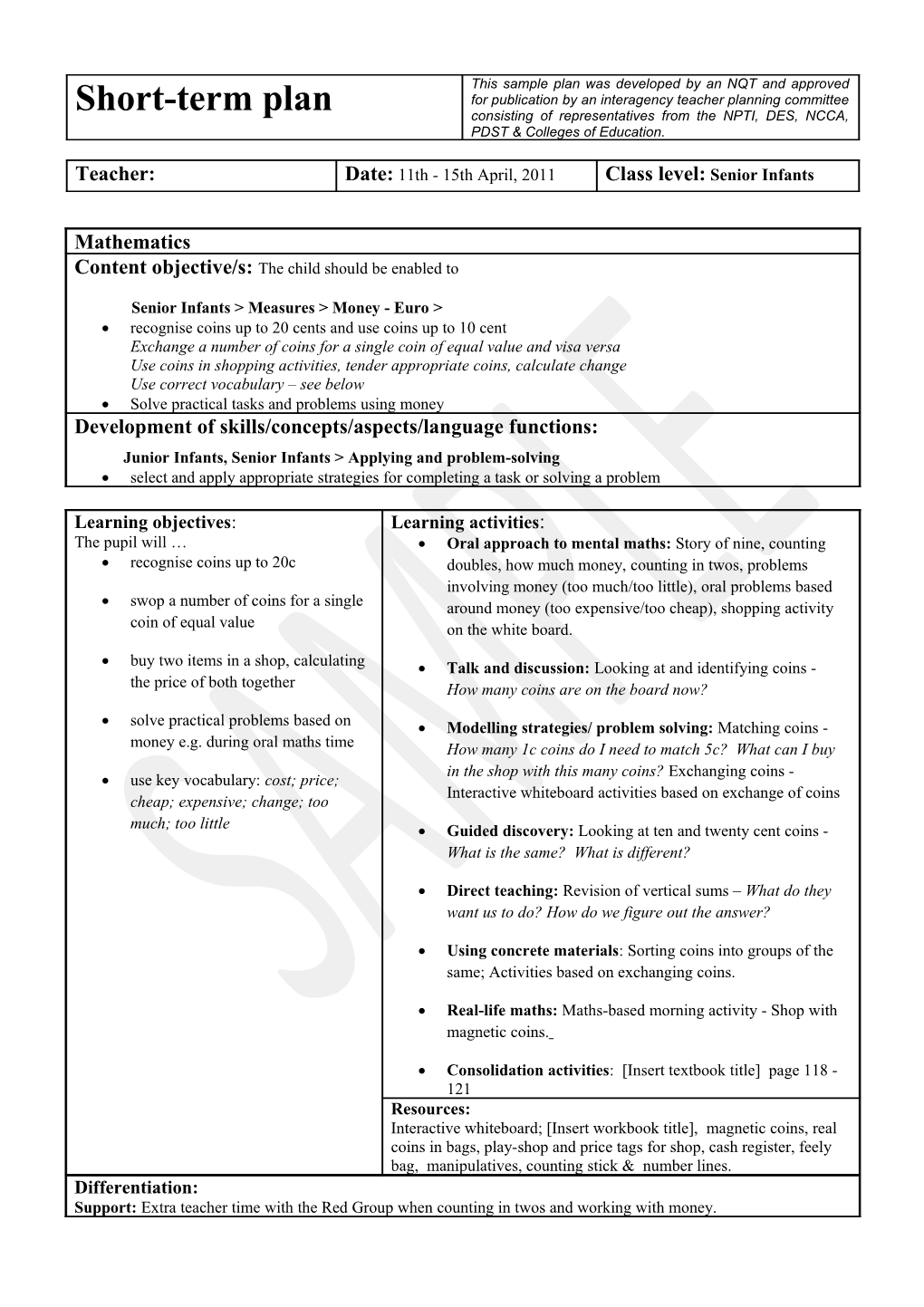 Curriculum Planning Template (Drama)