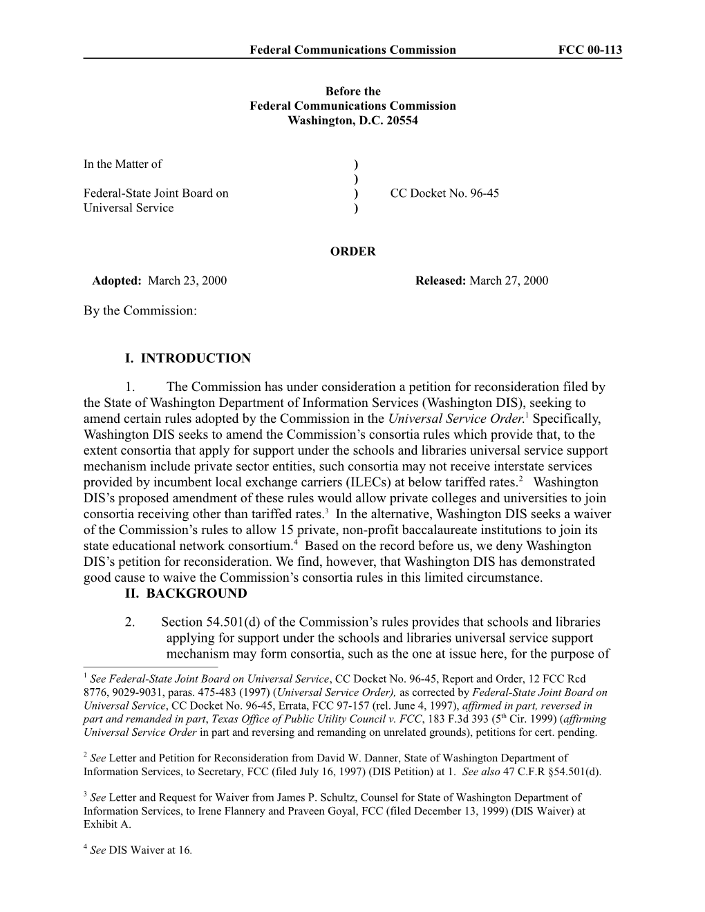 Federal Communications Commission FCC 00-113