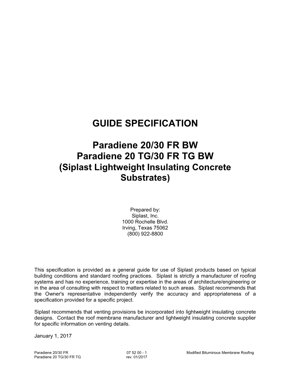 REVISED Paradiene Spec for Website 2014