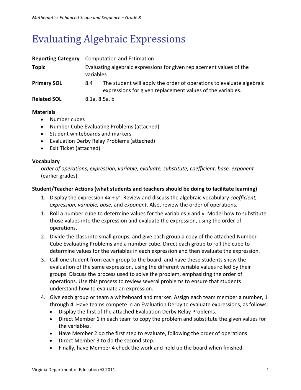 Mathematics Enhanced Scope and Sequence Grade 8 s2