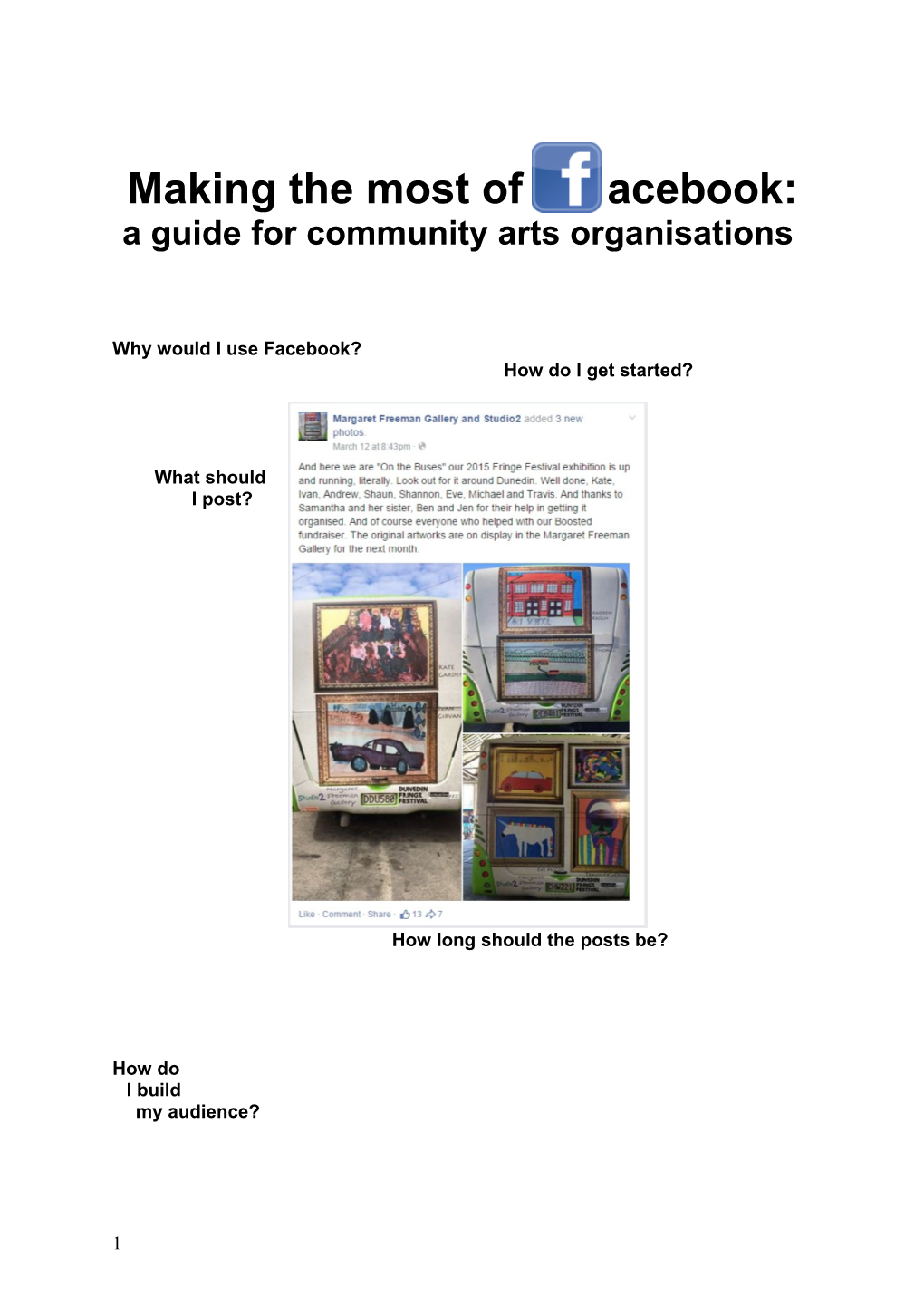 A Guide for Community Arts Organisations