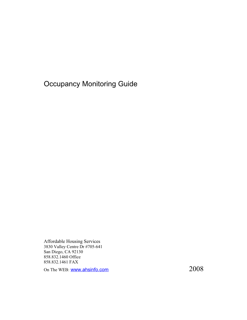 Occupancy Monitoring Guide