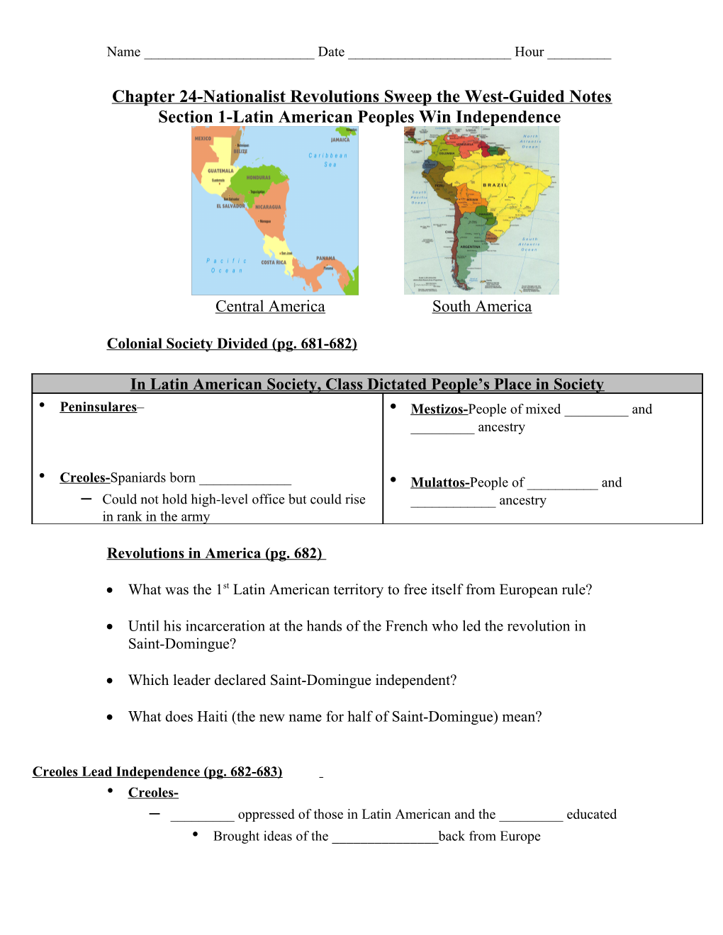 Chapter 22-Enlightenment and Revolution-Guided Notes