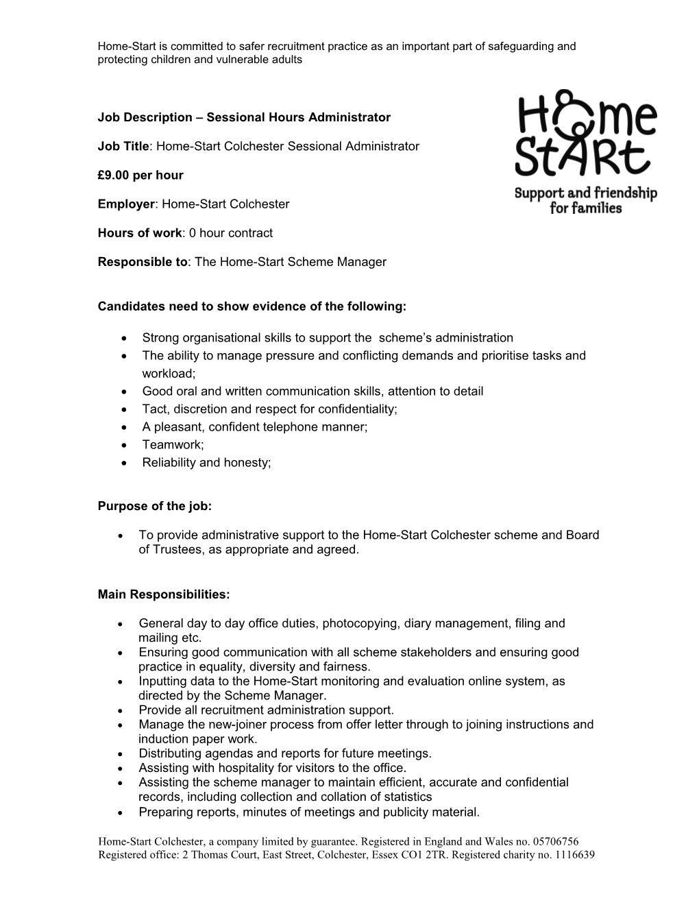 Job Description Administrator / Secretary