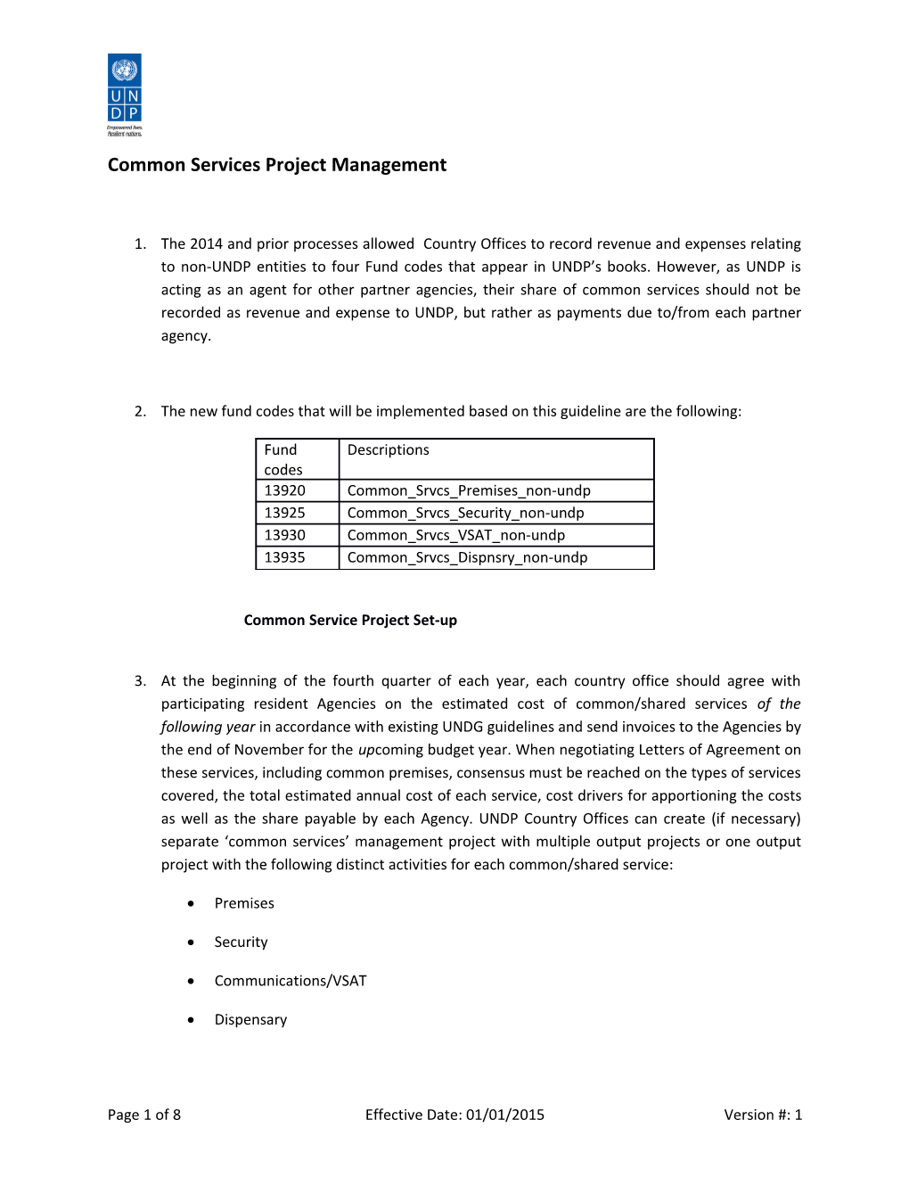 Common Services Project Management