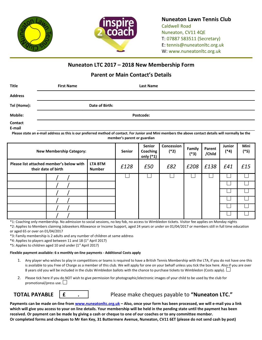 Summer Playing Times 2003 (31St March to 25Th October)