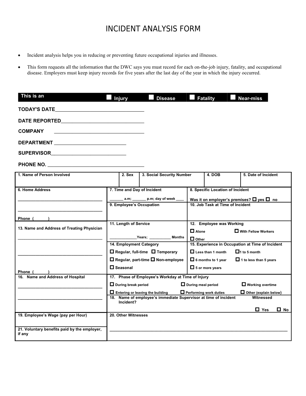 Accident Investigation Form