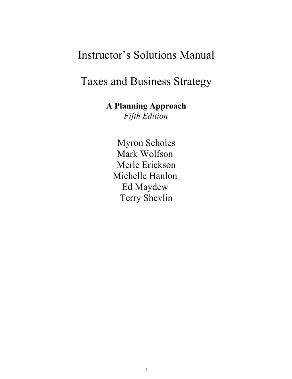 Instructor S Solutions Manual